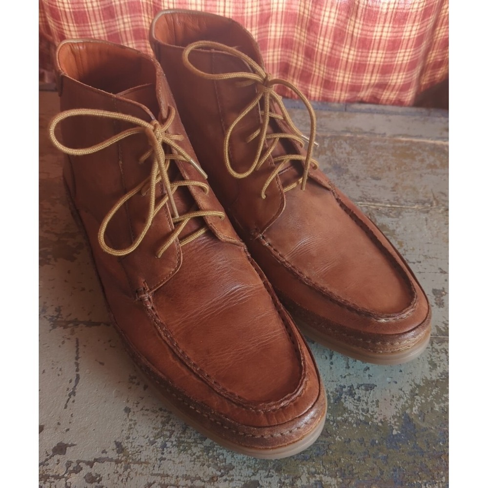 ROAN By Bed Stu Chestnut Brown Leather Lace Up Ankle BOOTS Distressed 9.5 Mens